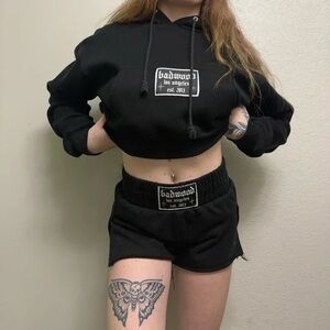 Badwood Black Crop Hoodie Size M